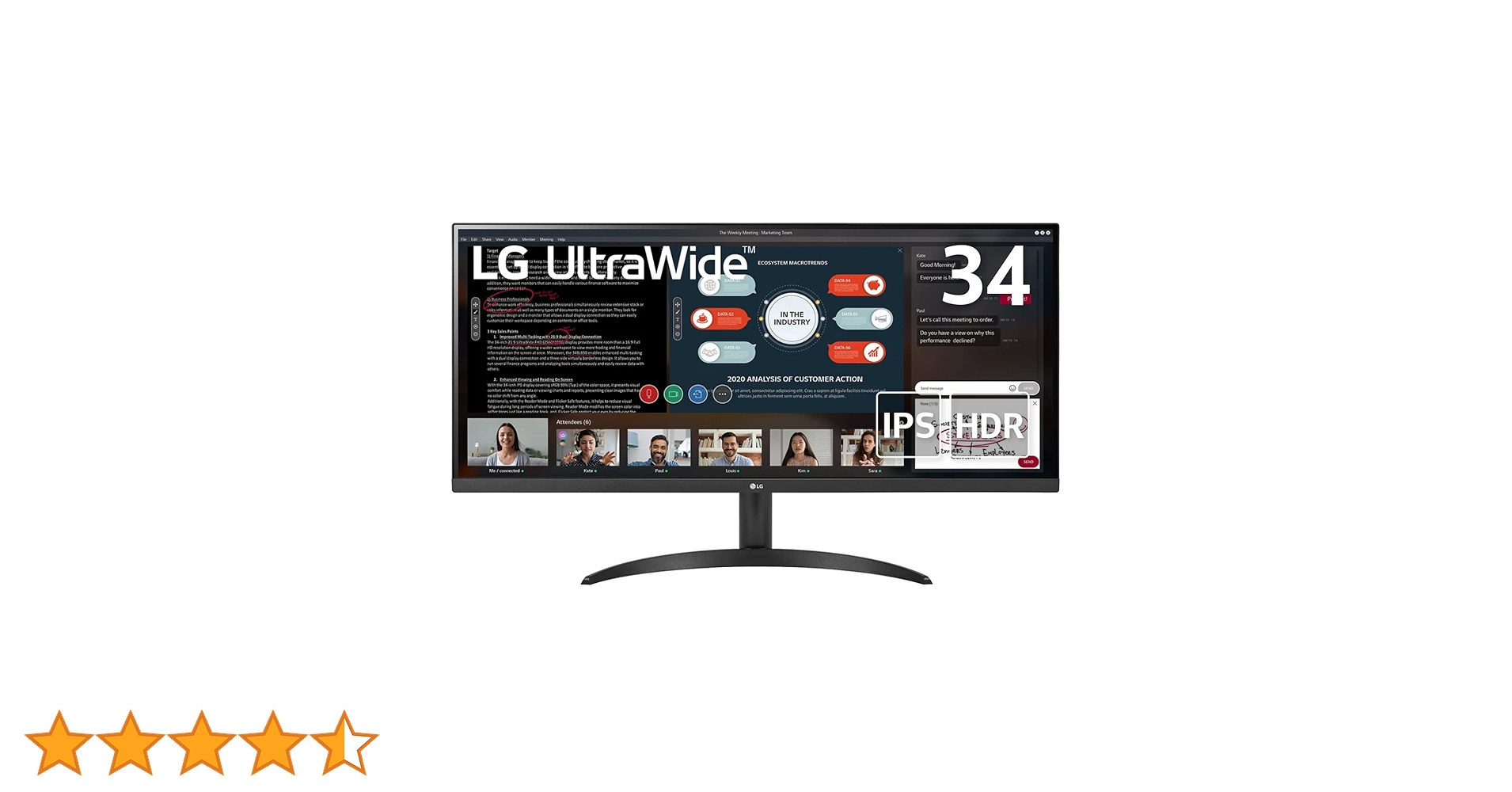 【新品級】LG 34WP500 ウルトラワイドモニター　34インチ　元箱付き Amazon.co.jp: LG 34WP500-B 34-inch Monitor Display, 21:9